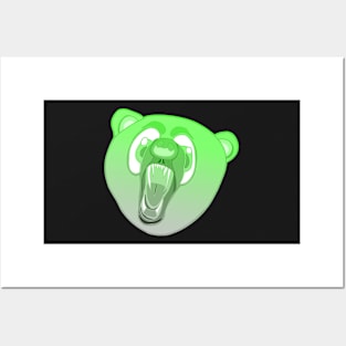 Green Gradient Bear Posters and Art